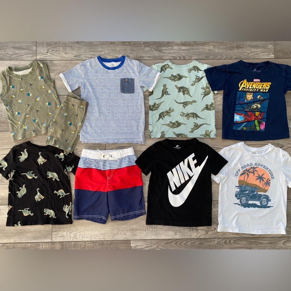 Tommy Bahama Nike Old Navy Dino Short Sleeve Shirt Bundle Lot Boy’s Size 5 5T